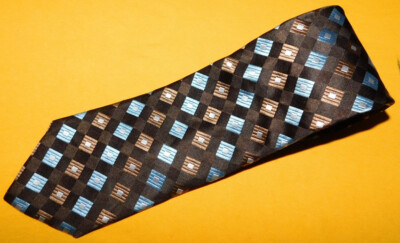 DION SIGNATURE MADE IN CANADA MULTI COLOR SQUARES MOTIF TIE - DESIGNER TIES.