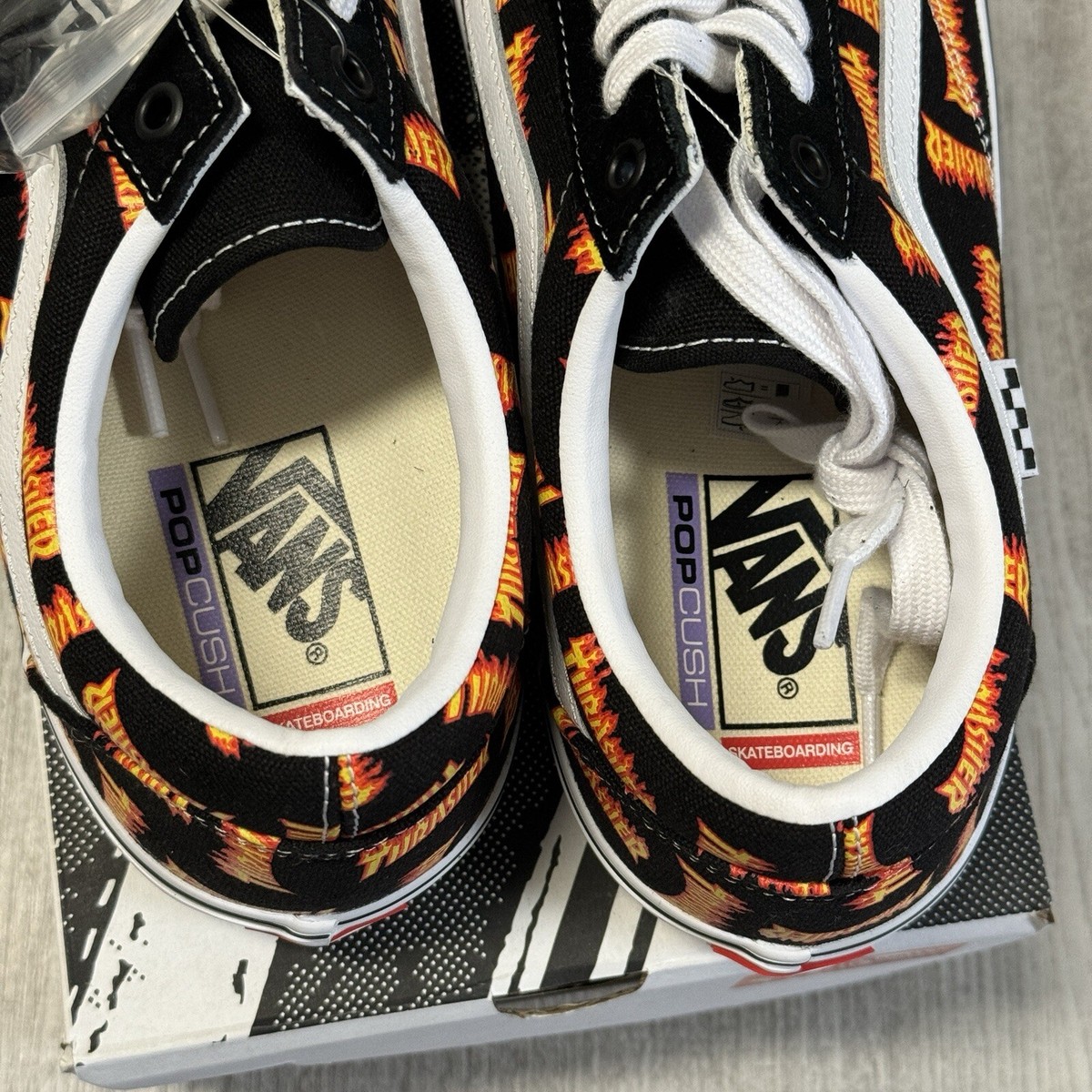 Vans x Thrasher Skate Old School Shoes Black Multi Logo Size