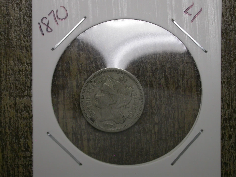 1870 Three Cent Nickel Piece 3C Ungraded Circulated US Type Coin - SEE PICS!! L1 - Image 2 of 4