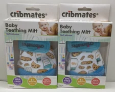 Cribmates Baby Teething Mitt, Soft Silicone, BPA Free, Blue, Two Mitts Total
