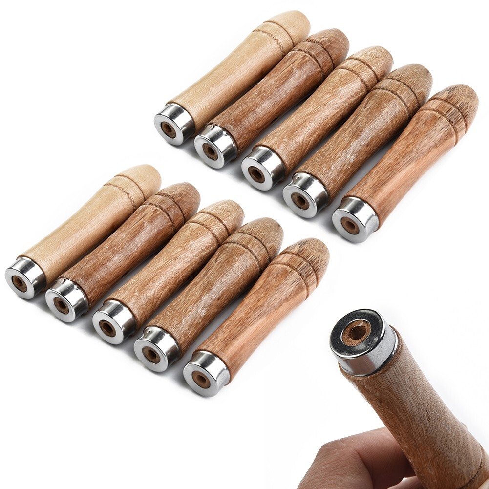 Get a Grip with 10 Pcs Wooden For File Handles with Strong Metal Sleeves