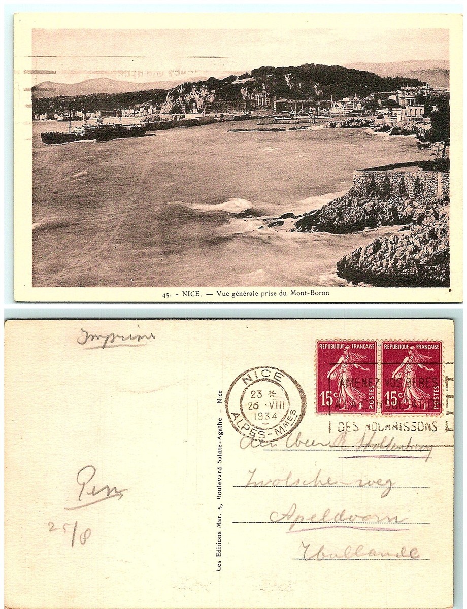 Carte Postale Ancienne NICE – Vue Générale Du Mont Boron – Collection