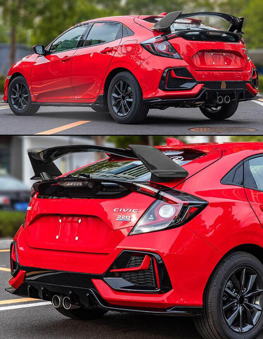 Glossy Black HighKick Duckbill Trunk Spoiler For 1621 Civic Hatchback