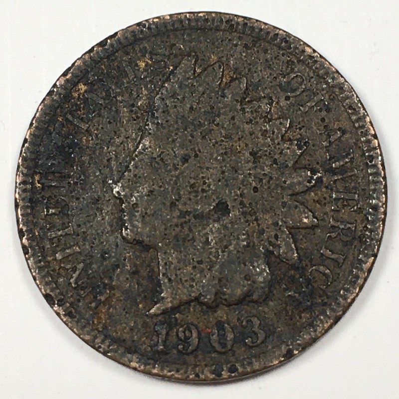 1903 United States Indian Head Cent Penny - Good (G) Corrosion KM#90a - 6251-AH