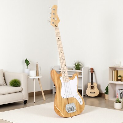 30'' Short Scale 4-String P-Style Kids Electric Bass Guitar-Split Pickup Natural