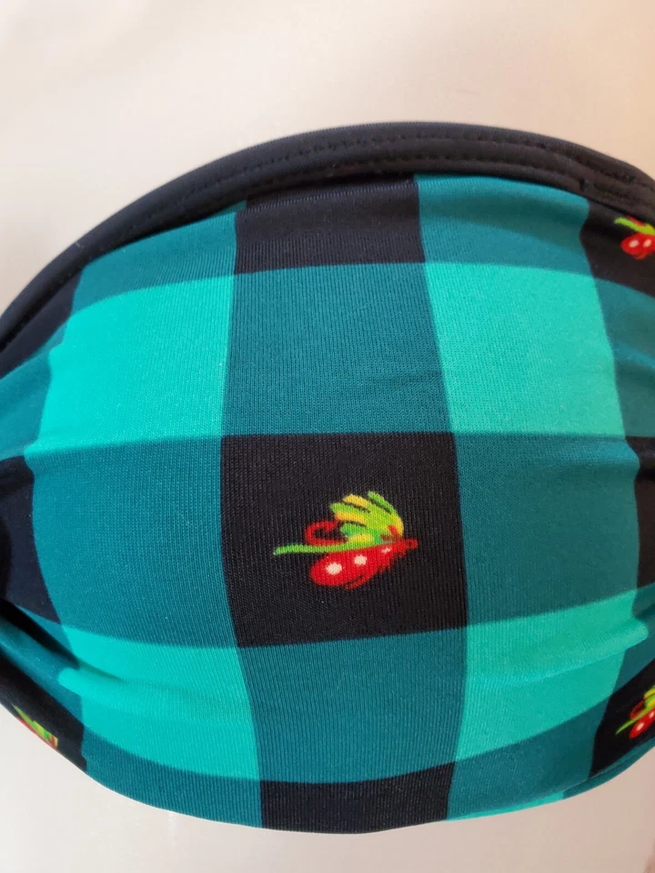 Tommy Hilfiger Navy & Green Check Bandeau Bikini Swim Top Sz Small  NWT NEW - Image 3 of 4