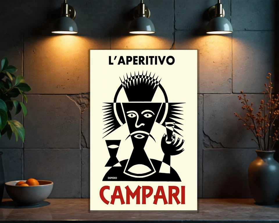 Letrero vintage de metal pesado Campari Depero L'Aperitivo (60x40 cm) Foto 3 de 4