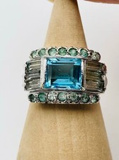 Vintage signed sterling silver blue glass ring size 5