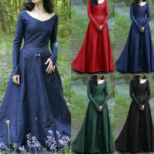 European classical medieval Women Retro Long Dress Carnival Party Fancy  Costume