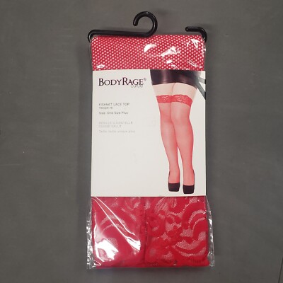 Body Rage 💕 Fishnet Lace Top Thigh High PLUS SIZE 🔥 RED 💕 BUY 3 SAVE 10 ...