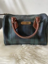 Vtg 1990s Polo Ralph Lauren Plaid Blackwatch Bowler Bag Speedy Boston Handbag