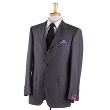 NWT 3695 SARTORIA PARTENOPEA Gray Stripe Lightweight Wool Suit 40 R Eu 50 