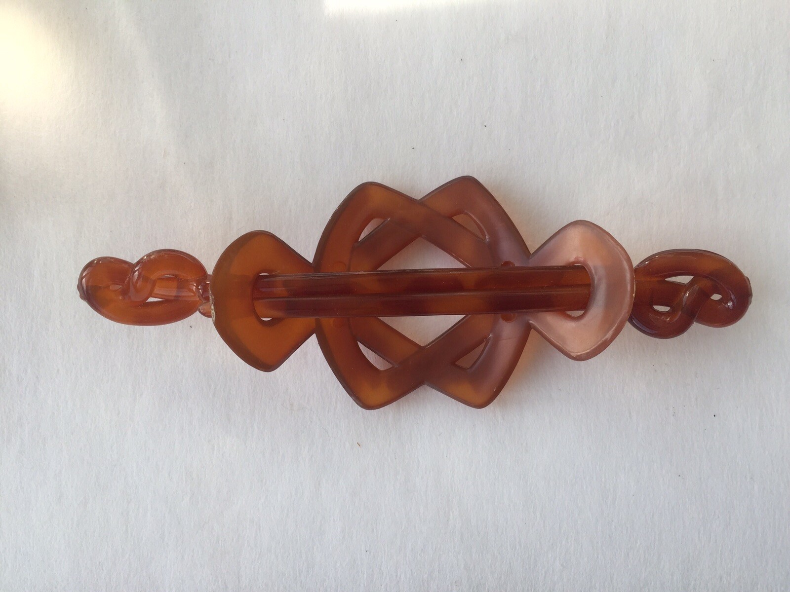 Tortoise Shell Large Barette With 2 Clips - image 2