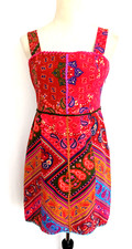 Farm Rio Sleeveless Patchwork Mini Dress A Line Lined Boho Size M