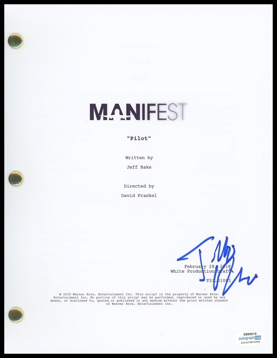 Jeff Rake Manifest Creator AUTOGRAPH Signed Complete Pilot Episode Script  ACOA