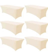 Obstal 6 Pack Stretch Spandex Table Covers for 6 Foot Tables - 6 FT Universal...