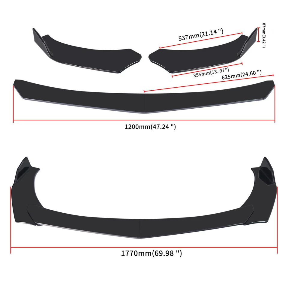 For Nissan Versa Front Bumper Lip Chin Spoiler Glossy Black Side Skirt Body Kits - Изображение 2 из 4