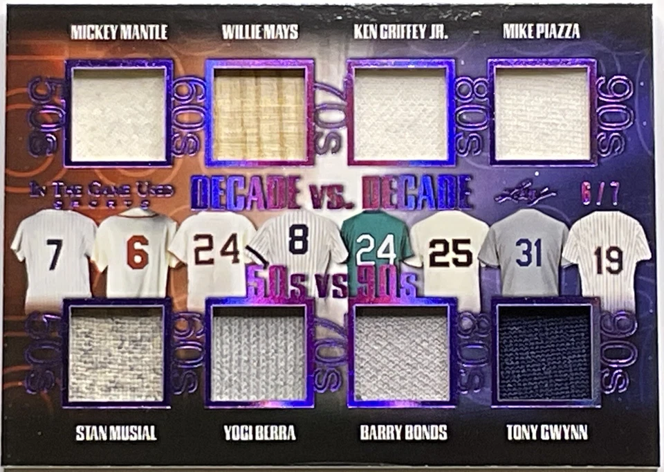 6/7 2020 Leaf Musial Mantle Mays Griffey Jr Bonds Berra Gwynn Piazza ITG GU 1/1 Foto 2 de 4