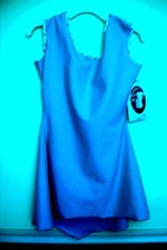 Blue Dance Tennis or Ice Skating Dress leotard Girls Large or AS to AM USA made!
