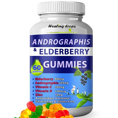 #ad Elderberry Gummies with Andrographis with Elderflowers Zinc amp; Vitamin C D $16.90