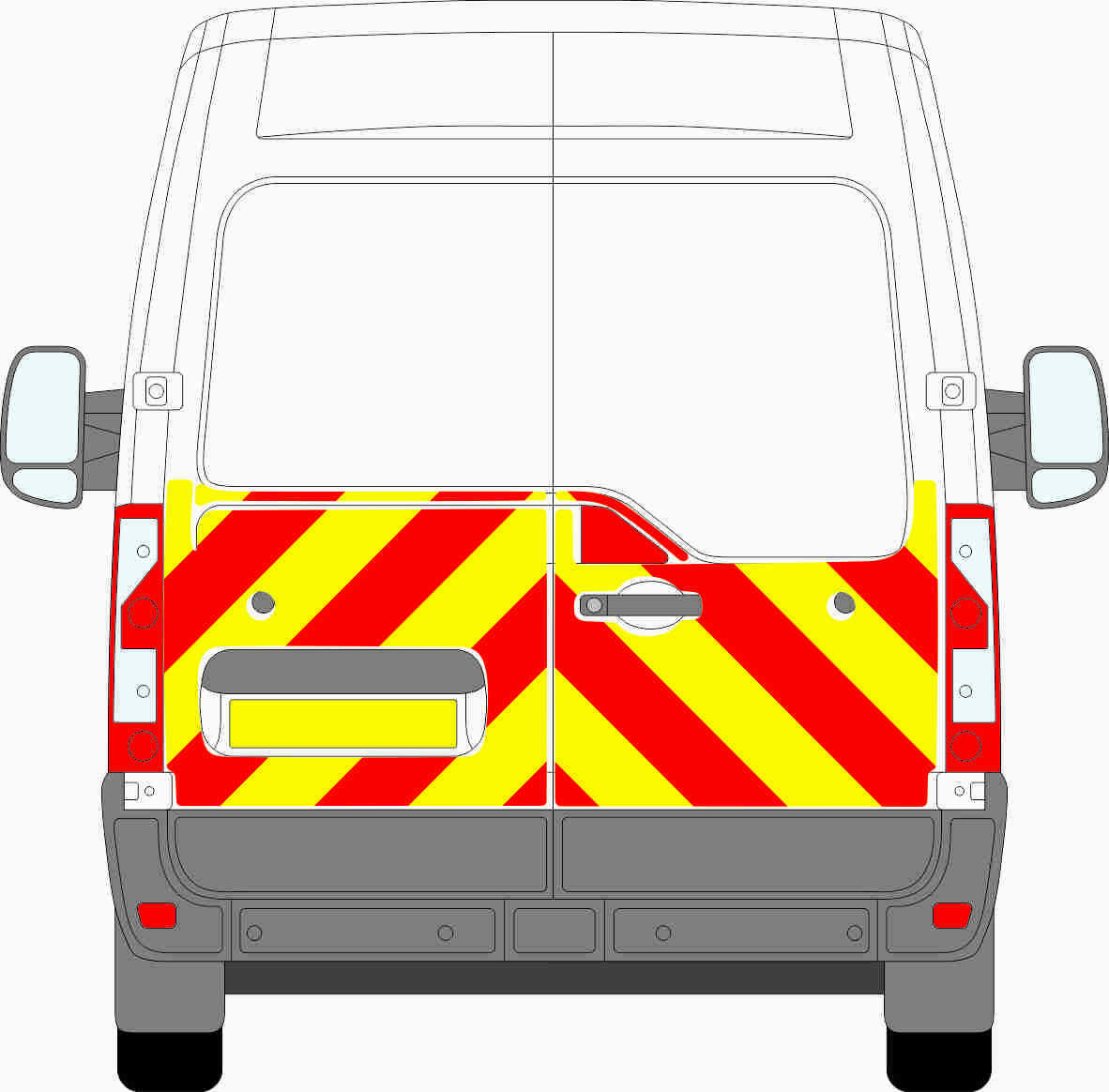 Ford Transit 2006-2014 Van – 1/2 Prismatic Chevron Kit (Chapter 8 Reflective Vinyl)