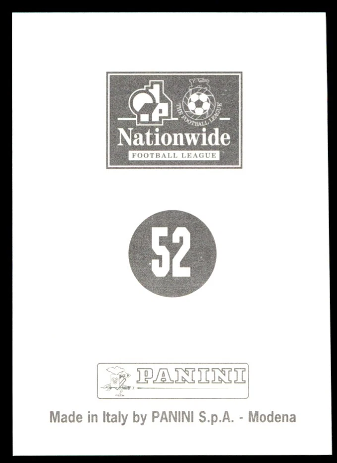 Panini 1st Division 1996-1997 Lee Duxbury Bradford City No. 52 - Image 2 of 2