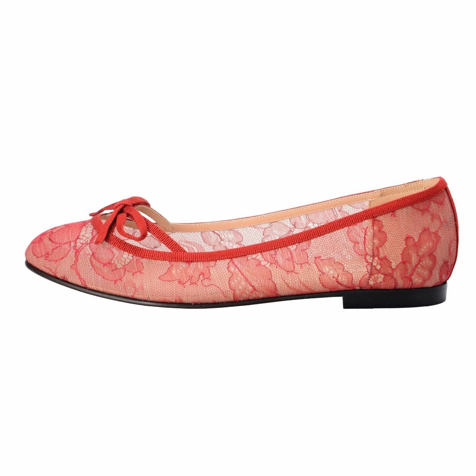 Zapatos planos bailarinas de encaje vintage rojas para mujer Valentino Garavani talla 7,5 Foto 2 de 4