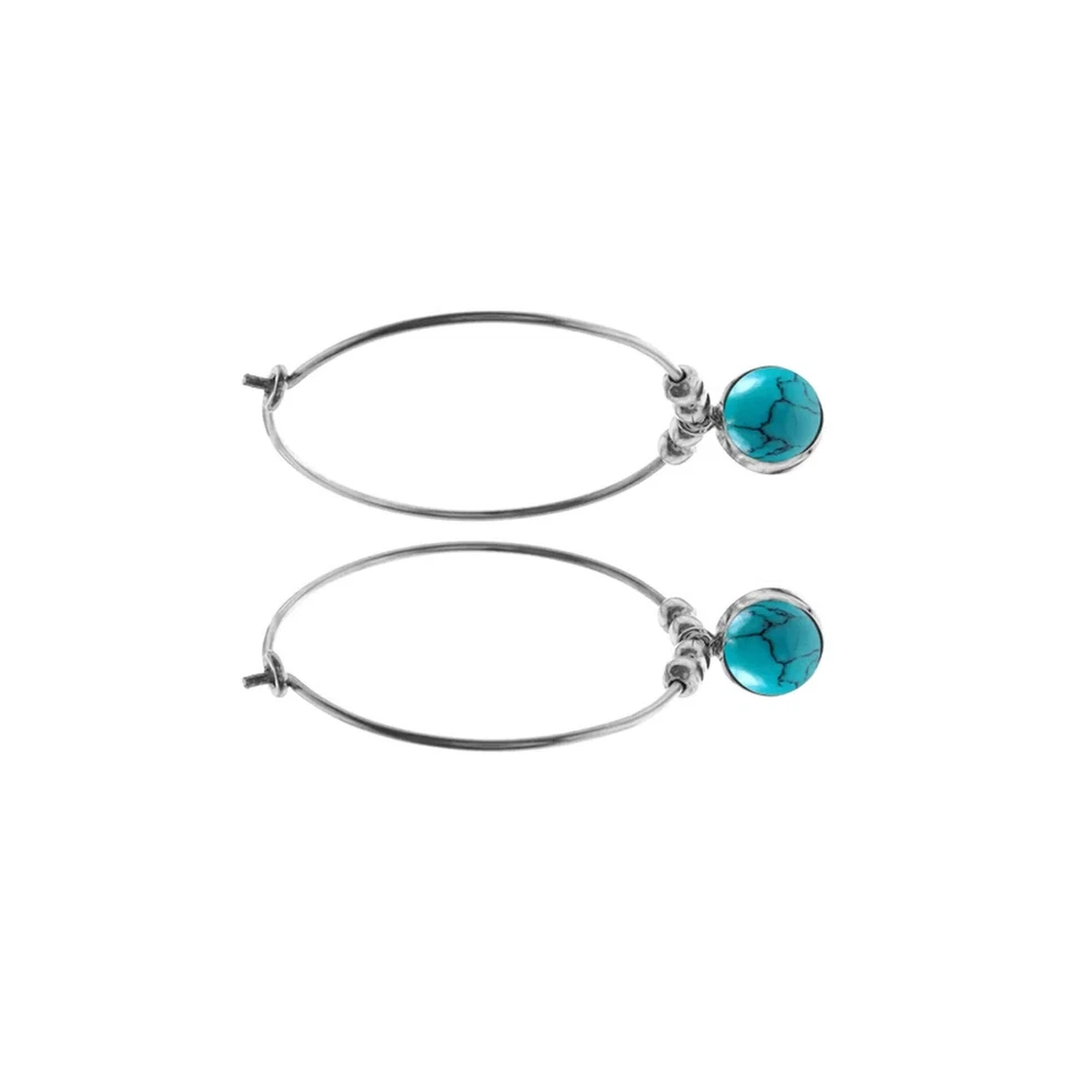 Ivy Turquoise Hoop Earrings Sterling Silver 925 Hallmarked Brand New Boxed - Image 2 of 3