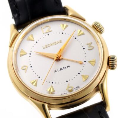 LEONIDAS Alarm Watch 745.205 Manual Cal.AS1930 Silver Dial Gold