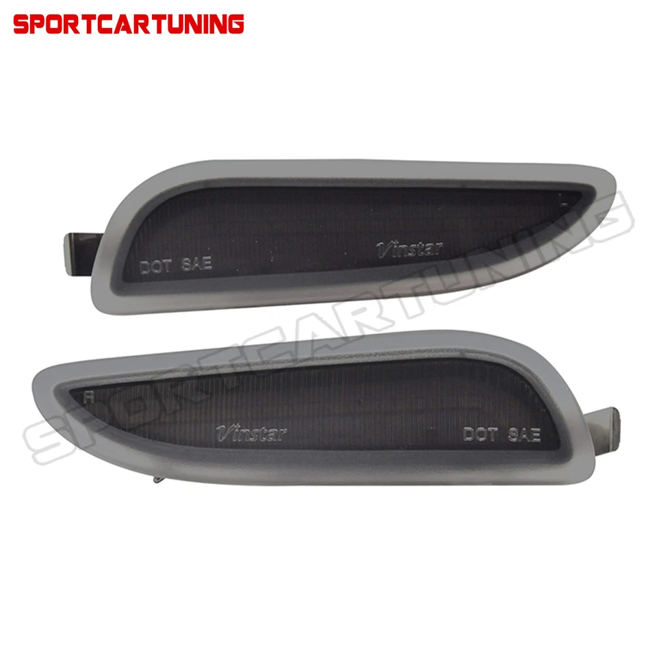 White Front Bumper Side Marker Lights Pair For 2003-2009 Mercedes Benz W209 CLK Foto 3 de 4