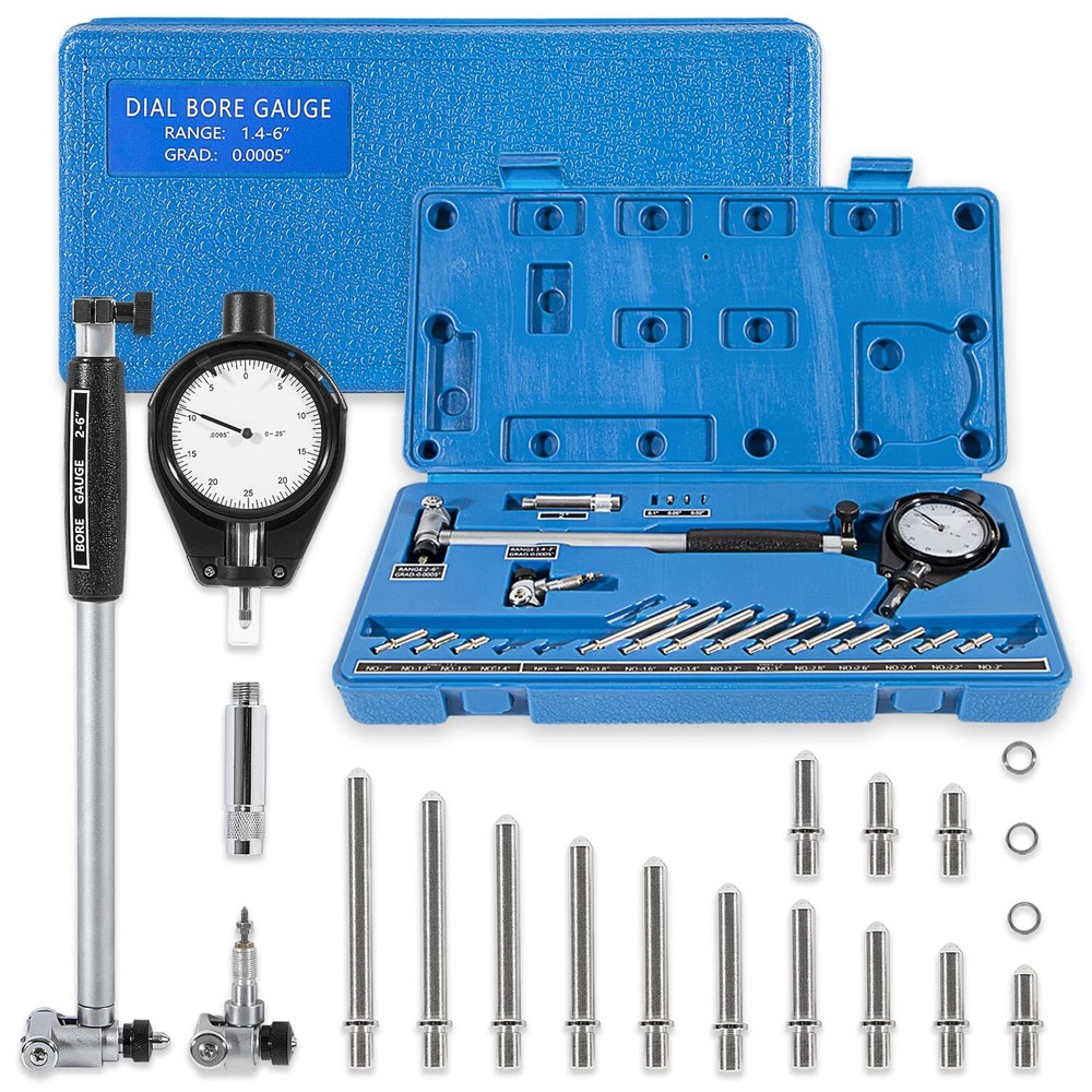 New 52-646-400-0 Dial Bore Gage Kit 1.4-6 Inch Range 0.0005 Graduation