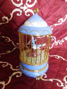 Details About Imperial Porcelain Bird In Gilded Cage Birdcage Large Trinket Box Free Ship - 