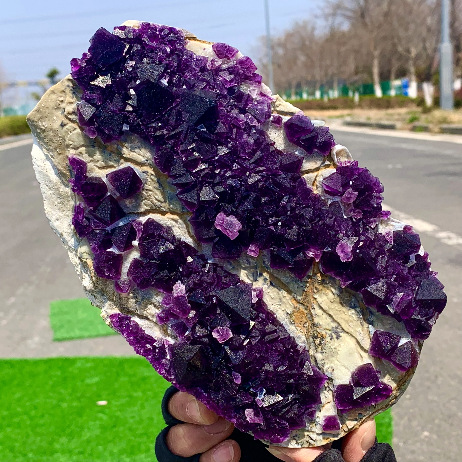 3.33LB Rare Transparent Purple Cubic Fluorite Crystal Specimen from China