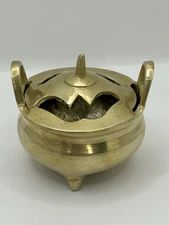 Brass Incense Burner, lidded design, tripod, China, Vintage, Prayer, Feng Shui