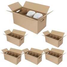 Fuyoooo 6 Sets Dish Packing Kit 24 x 12 x 11 Inches Kitchen Moving Boxes