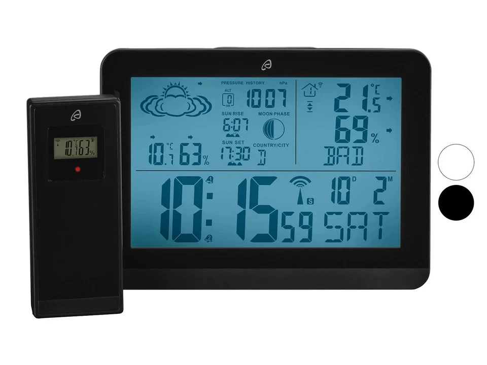 AURIOL Design Funk-Wetterstation Wetterprognose Funkwetterstation Außensensor - Bild 1 von 1