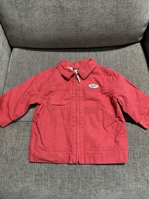 Janie And Jack Red Zip Up Jacket 6-12m With Cute Camper On Front And Inside