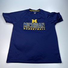 Champion Michigan Wolverines Basketball Shirt Mens Large Blue Crew Neck NCAA