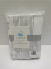 Cloud Island Crib Fitted Sheet Gray White Stripes 100 Cotton NEW
