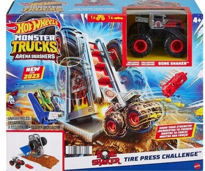   Hot Wheels Monster Trucks Arena Smashers Tire Press Challenge Bone Shaker  