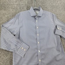 Charles Tyrwhitt Non-Iron Slim Fit Shirt Blue Grey Check 17/33 Mens Dress Shirt