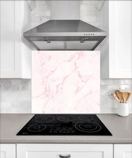 Pink Marble style heat resistant glass kitchen splashback