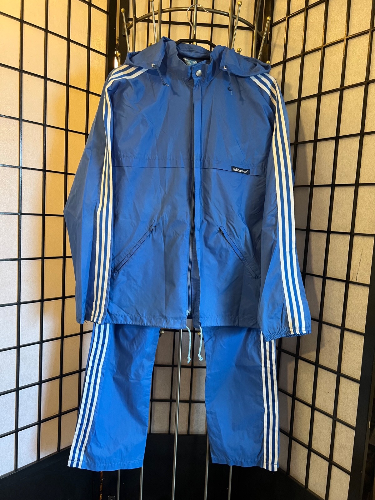 Rare Vintage Adidas Tracksuit Set Blue White Side Zip Warm Up Pants 70s 80s image 2