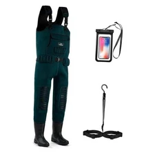  Fly Fishing Waders for Men & Women with Boots，Waterproof 4mm M8/W10 Green