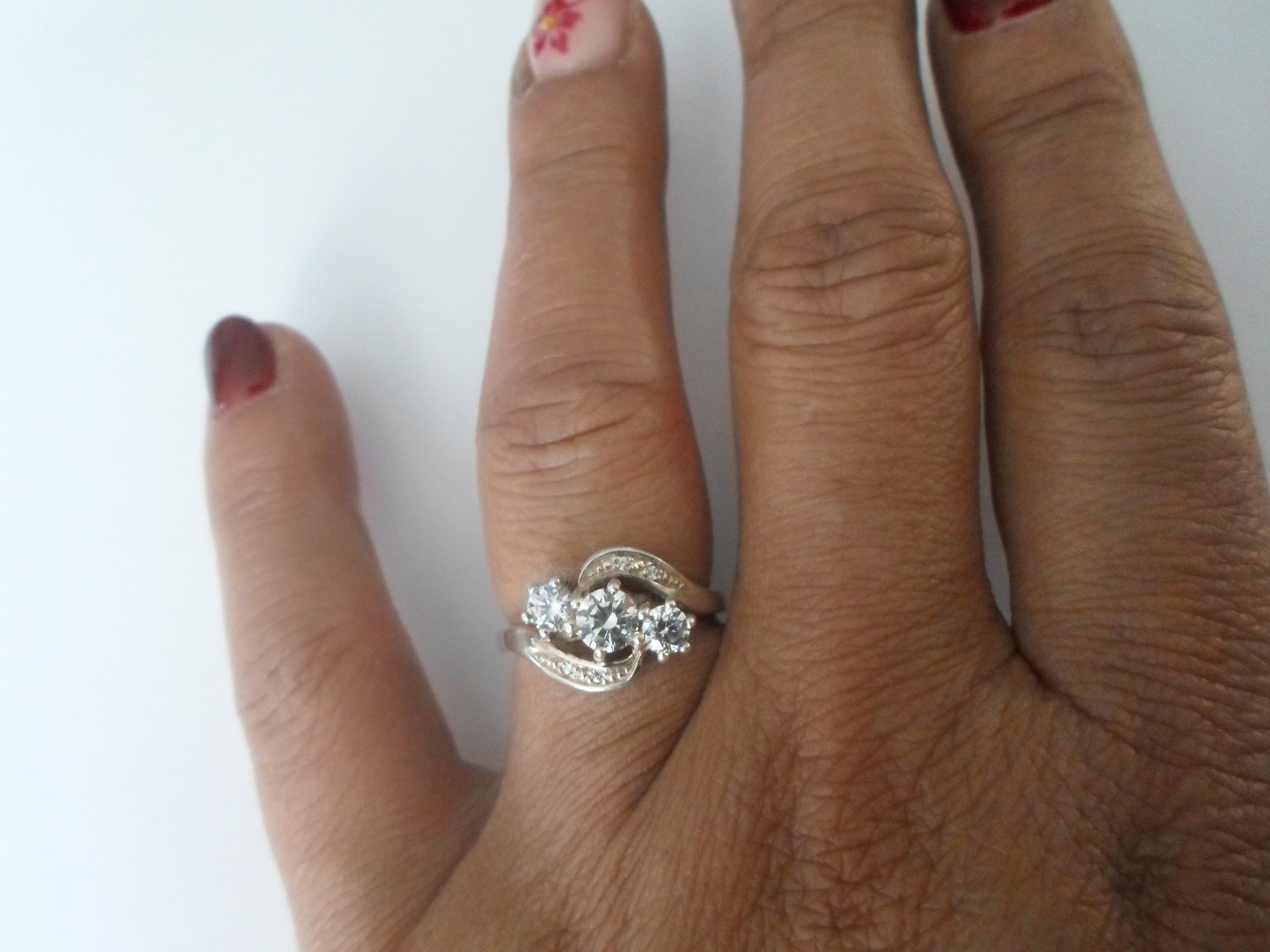 solid silver ring, openwork, zirconiums, size 52/… - image 3