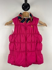 Vintage Polo Ralph Lauren Pink  White Kids Reversible Puffer Vest Size s 6/7