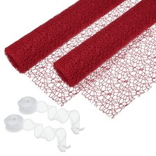 2Rollen Blumen Wickel Netz Papier 15ft Blumenstrau&szlig; Verpackung Hohlnetz Garn Rot