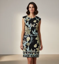 Jean-Pierre Klifa Butterfly Dress Size XL Short Sleeve Shift Jersey Knit Short