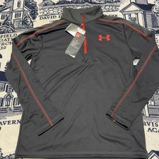 NWT Under Armour Boys Youth UA Tech 2.0 1/4 Zip Grey/Red Accents Size YXL