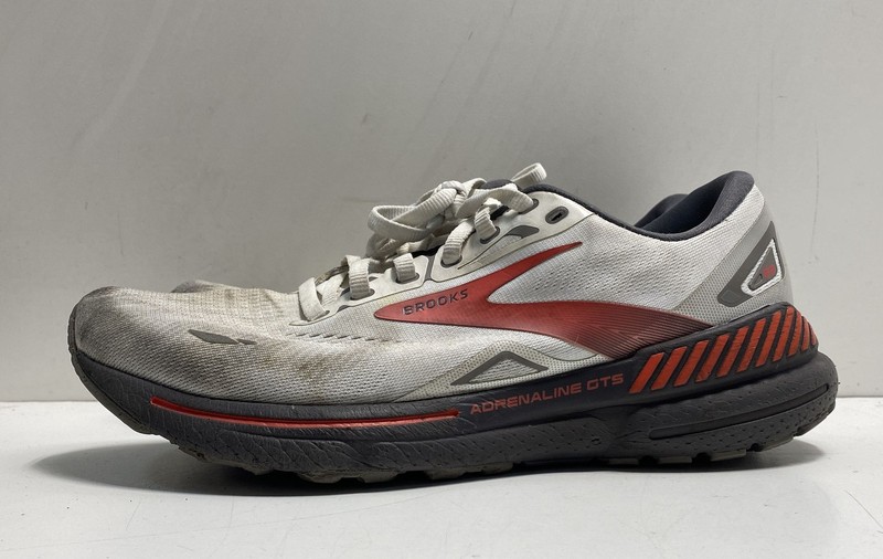 Brooks Adrenaline GTS 23 White Orange Grey Running Shoes Men's Size 9